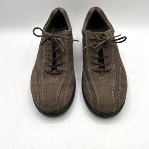 ECCO Walking Shoes Women 39 Brown Suede Lace Up Comfort Sneakers